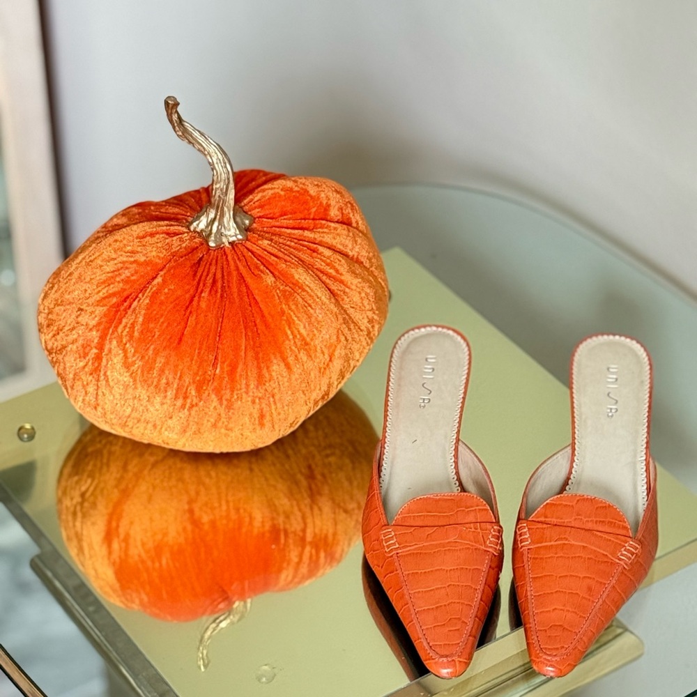 Unisa Orange Textured Mules